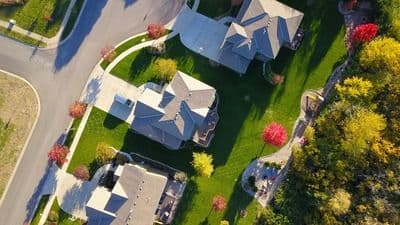 Overhead view of a group of houses